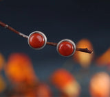 S925 Sterling Silver Southern Red Agate Earrings