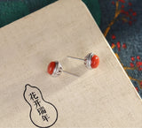 S925 Sterling Silver Southern Red Agate Earrings