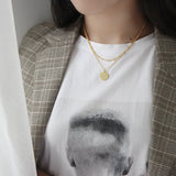 S925 Sterling Silver Golden Matte Tag Clavicle Necklace