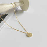 S925 Sterling Silver Golden Matte Tag Clavicle Necklace