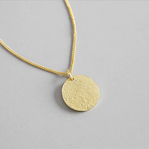 S925 Sterling Silver Golden Matte Tag Clavicle Necklace