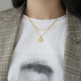 S925 Sterling Silver Golden Matte Tag Clavicle Necklace