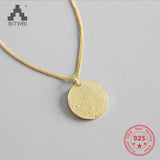 S925 Sterling Silver Golden Matte Tag Clavicle Necklace