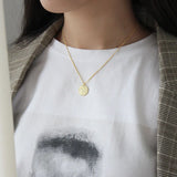 S925 Sterling Silver Golden Matte Tag Clavicle Necklace