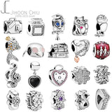 S925 Sterling Silver Reflective Bead Charm Car Love Heart Flower Heart Bead