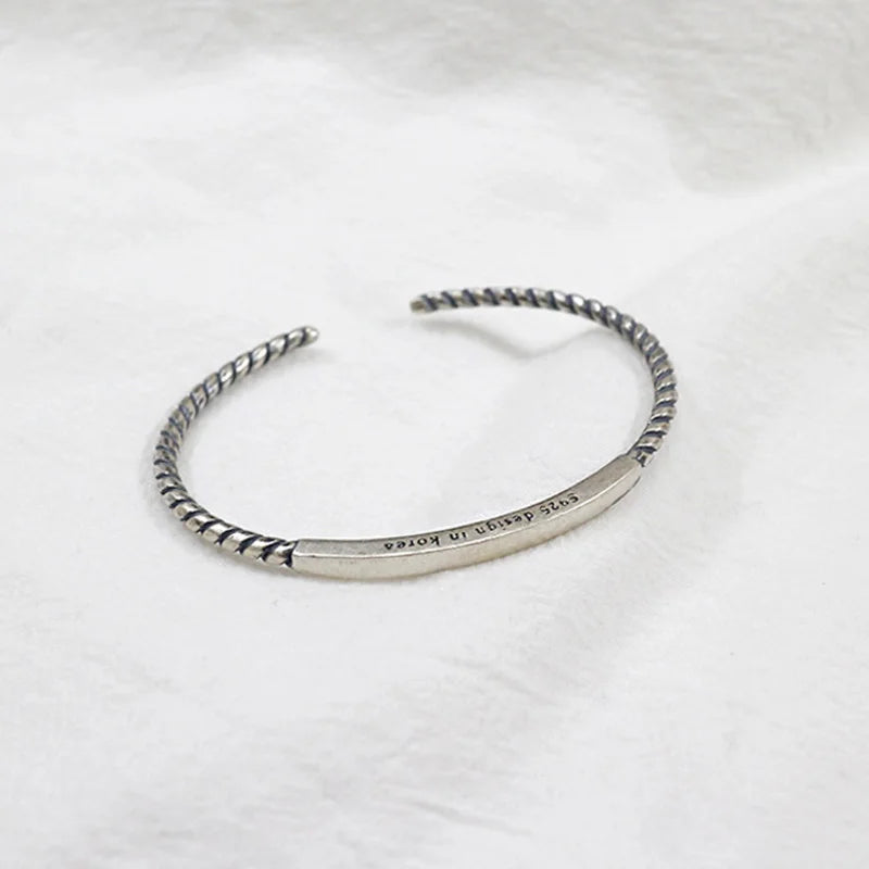 Retro Twisted Vintage Silver Bracelet 925 Sterling Silver
