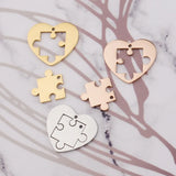 Stainless Steel Heart Puzzle Charm 10pair