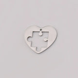 Stainless Steel Heart Puzzle Charm 10pair