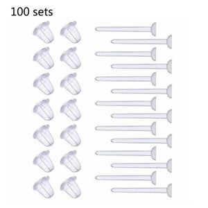 Plastic Clear Ear Needle & Earring Backs Set