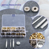 Leather Snap Fasteners Kit, Metal Button Snaps Press Studs, 4 Leather Snaps