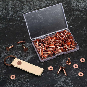 100 Sets Copper Rivets and Burrs for Leather DIY Craft Supplies