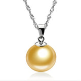 Sterling Shell Pearl Pendant Necklace Yellow Pink