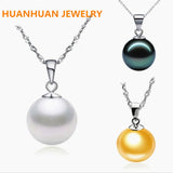 Sterling Shell Pearl Pendant Necklace Yellow Pink