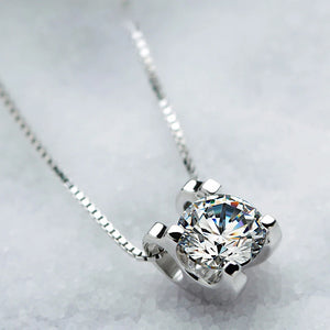 Silver 925 Necklace Diamond Pendant Gemstone Clavicle Necklace