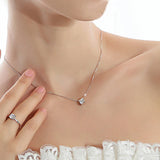 Silver 925 Necklace Diamond Pendant Gemstone Clavicle Necklace
