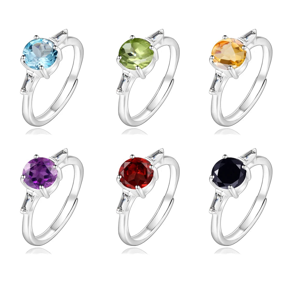 Silver Wedding Rings Multicolor Crystal Resizable Female Ring