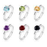 Silver Wedding Rings Multicolor Crystal Resizable Female Ring