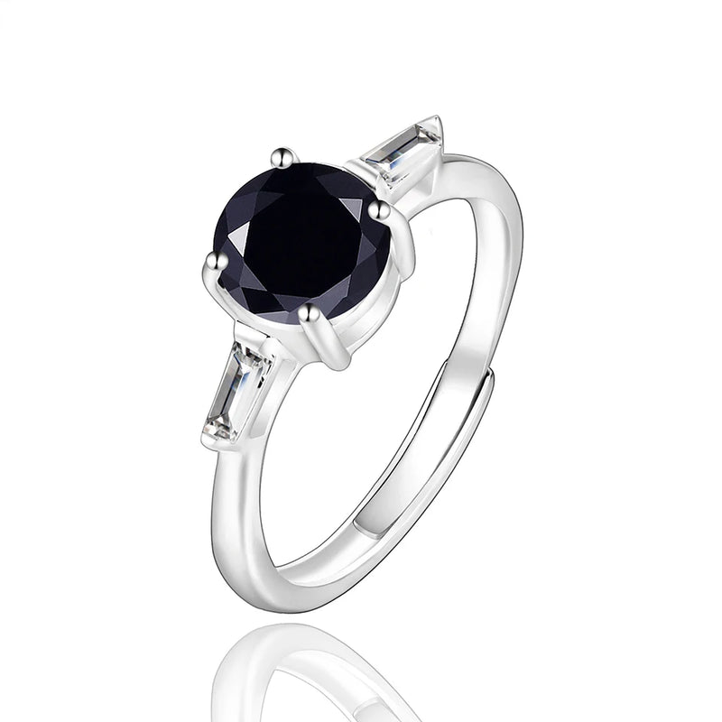 Silver Wedding Rings Multicolor Crystal Resizable Female Ring