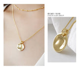 Irregular Geometric Love Round Coin Necklace Sterling Silver Chain Jewelry
