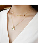 Irregular Geometric Love Round Coin Necklace Sterling Silver Chain Jewelry