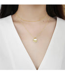 Irregular Geometric Love Round Coin Necklace Sterling Silver Chain Jewelry
