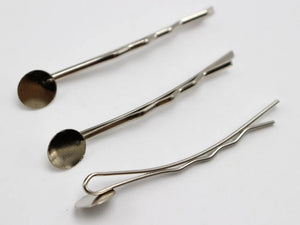 100 Silver-tone Metal Bobby Hair Pin Clips 42mm with Pad