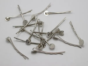 100 Silver-tone Metal Bobby Hair Pin Clips 42mm with Pad