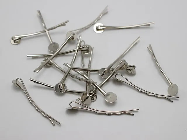 100 Silver-tone Metal Bobby Hair Pin Clips 42mm with Pad