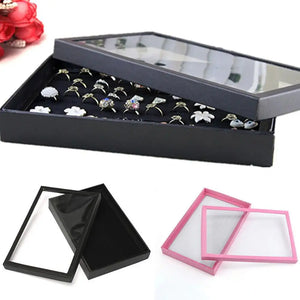 100 Slots Ring Jewelry Display Tray Organizer Box Storage Holder
