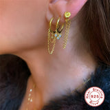 925 Silver Tassel Earring Star Hoop Earrings For Women