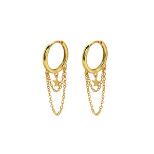 925 Silver Tassel Earring Star Hoop Earrings For Women