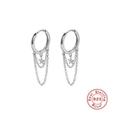 925 Silver Tassel Earring Star Hoop Earrings For Women