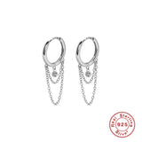 925 Silver Tassel Earring Star Hoop Earrings For Women