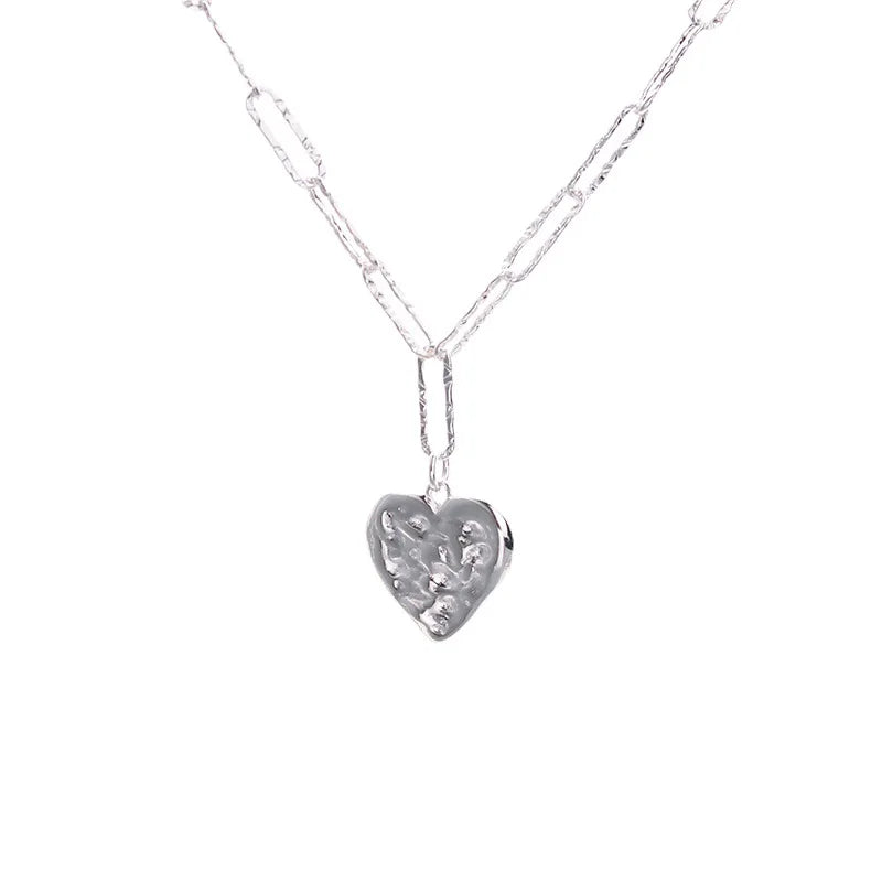 925 Sterling Silver Heart Choker Necklace Sparkling Vintage Jewelry Gift