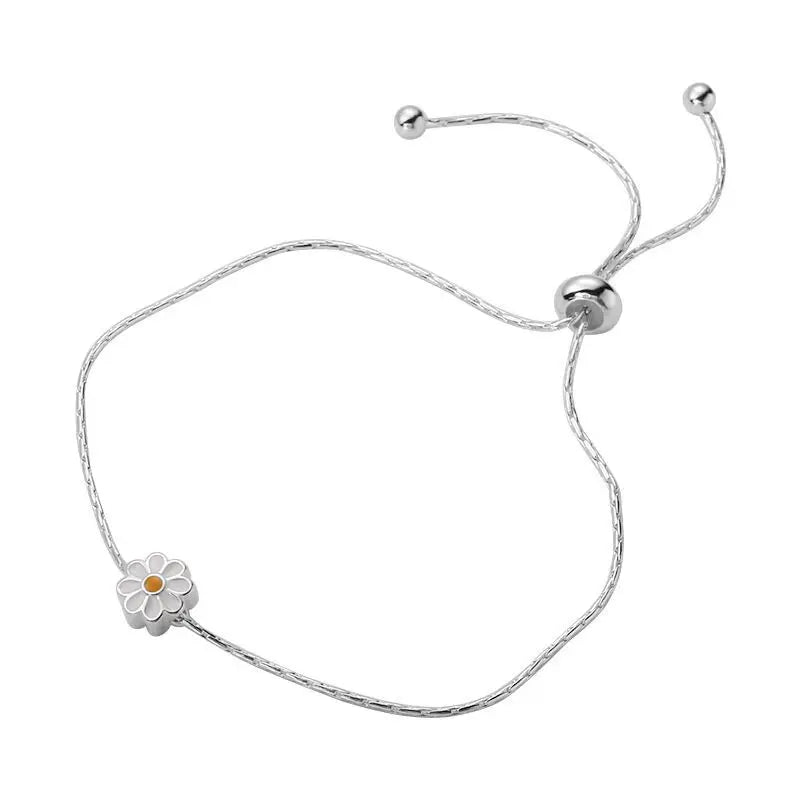 925 Silver Flower Round Letters Bracelet Vintage Hasp Birthday Gift