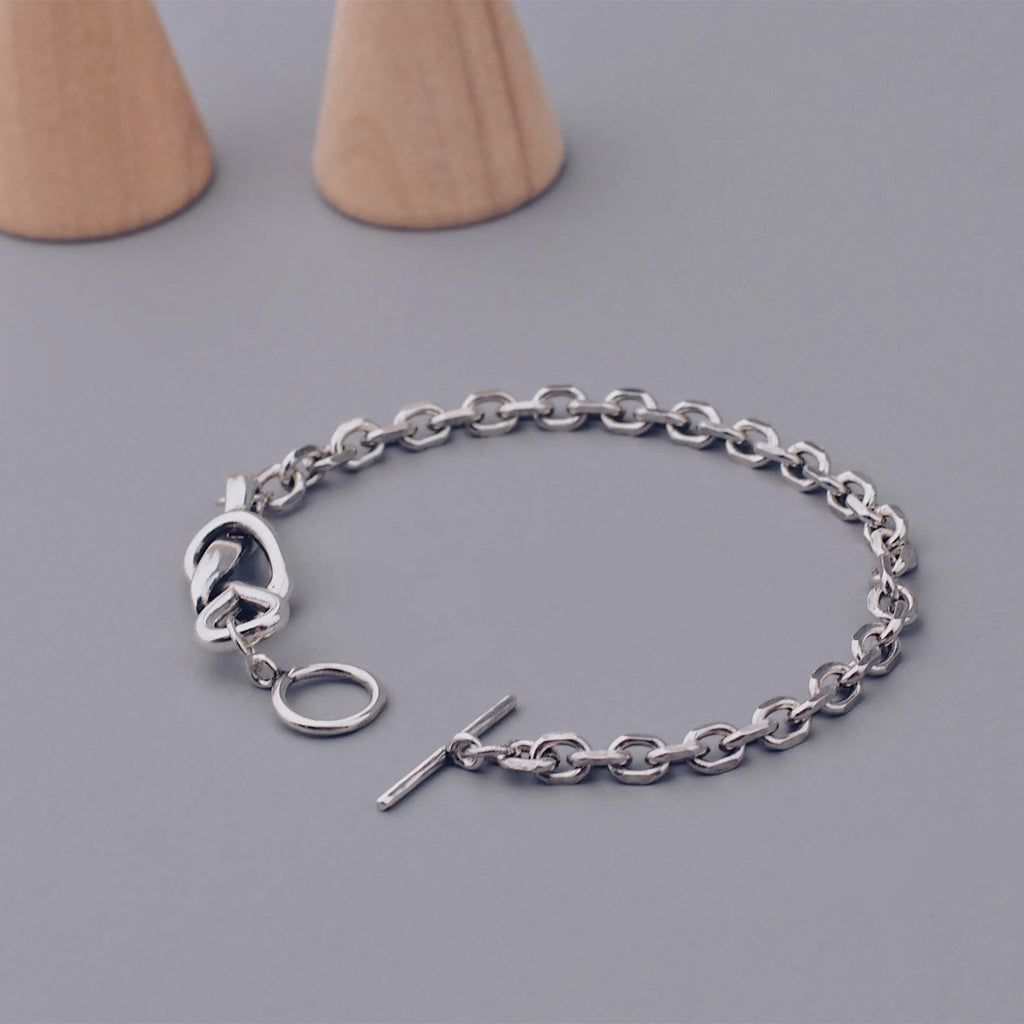 925 Sterling Silver Hiphop Adjustable Bracelet Vintage Hasp Birthday Gift