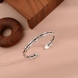 925 Sterling Silver Hiphop Bamboo Bracelet Vintage Hasp Bracelet