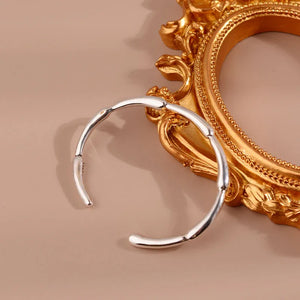 925 Silver Hiphop Bamboo Bracelet Women Retro Vintage Hasp Bracelet