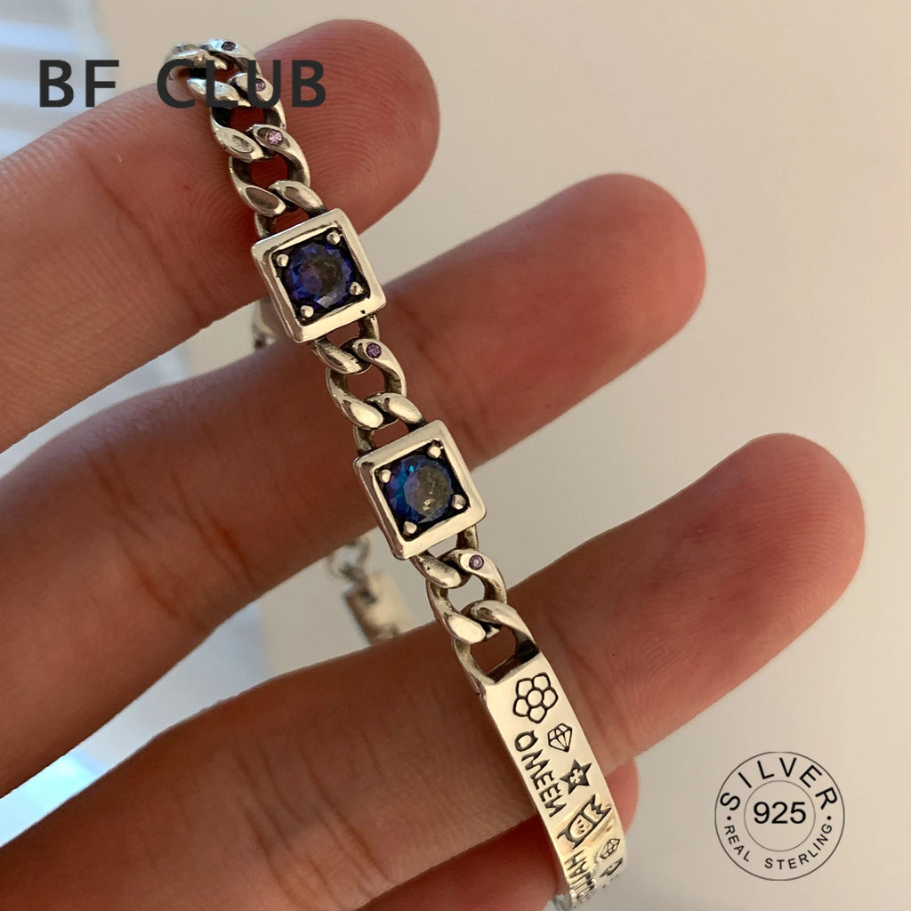 925 Silver Zircon Bracelet Vintage Hasp Birthday Gift