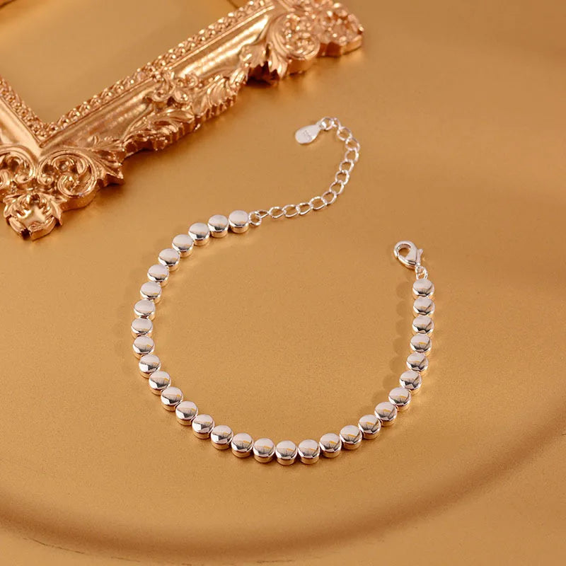 925 Silver Hiphop Ball Bracelet Vintage Hasp Bracelet