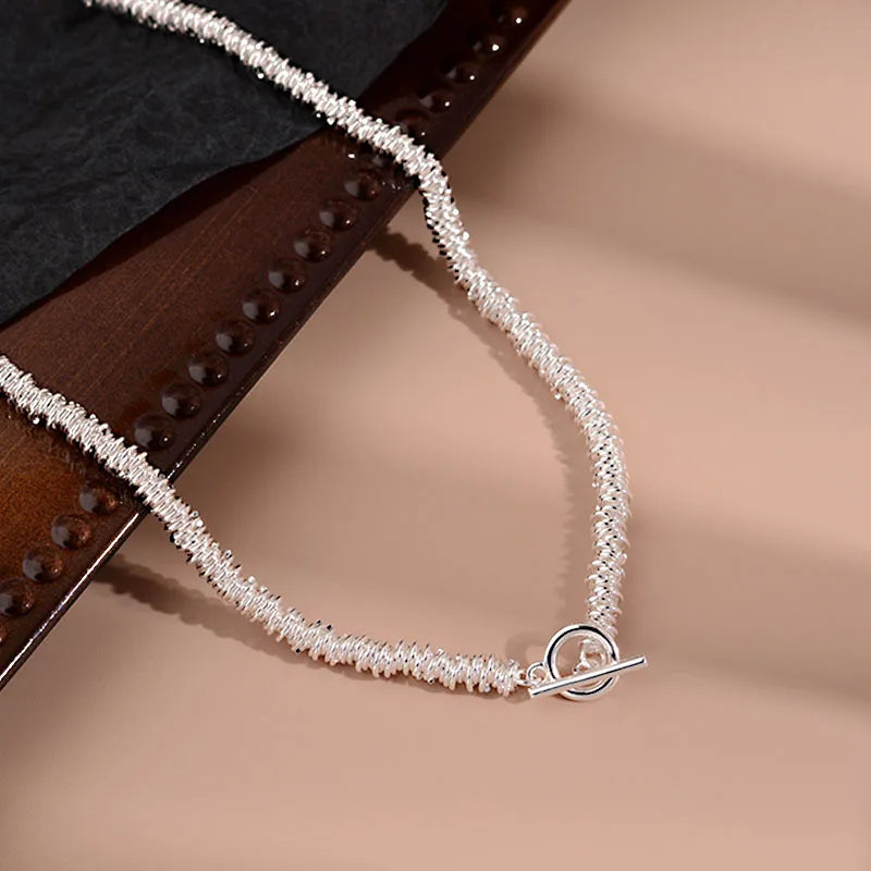 925 Sterling Silver HipHop Round Chain Bracelet Vintage Hasp Bracelet