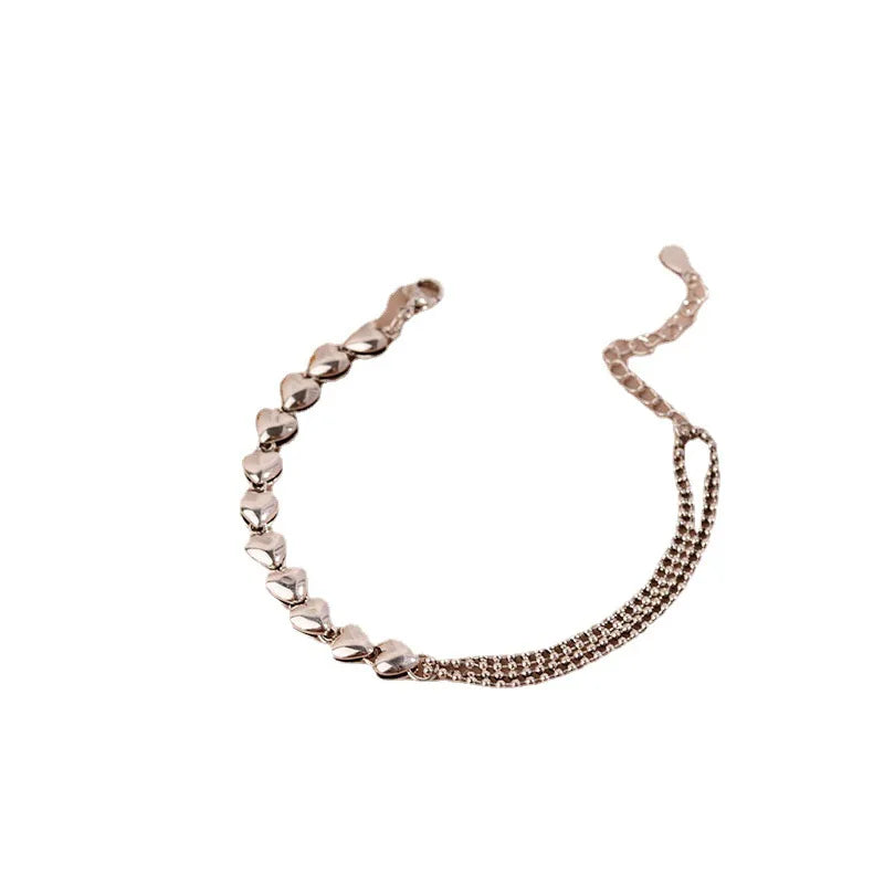 Vintage Heart Hasp Sterling Silver Bracelet for Women Men