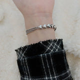 Vintage Heart Hasp Sterling Silver Bracelet for Women Men