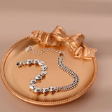Vintage Heart Hasp Sterling Silver Bracelet for Women Men