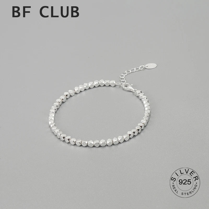 925 Sterling Silver Square Ball Bracelet Vintage Hasp