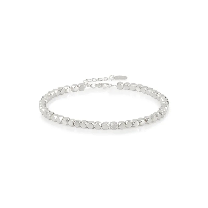 925 Sterling Silver Square Ball Bracelet Vintage Hasp