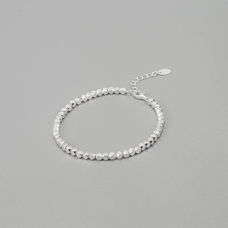 925 Sterling Silver Square Ball Bracelet Vintage Hasp