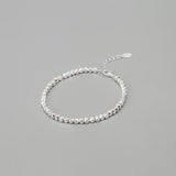 925 Sterling Silver Square Ball Bracelet Vintage Hasp
