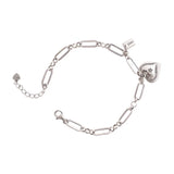925 Silver Thick Heart Letter Bracelet Vintage Hasp Birthday Gift