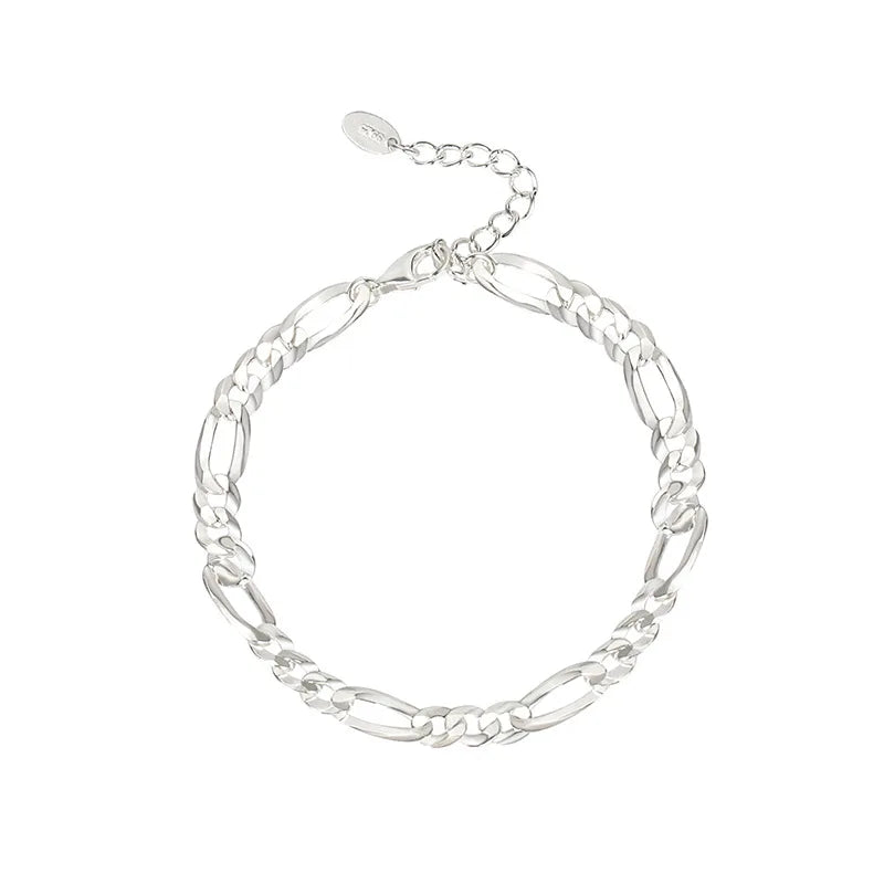925 Silver Hiphop Thick Bracelet Vintage Hasp Birthday Gift